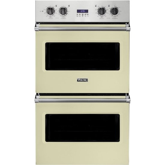 Front Zoom. Viking - Professional 5 Series 30" Built-In Double Electric Convection Wall Oven - Vanilla Cream.