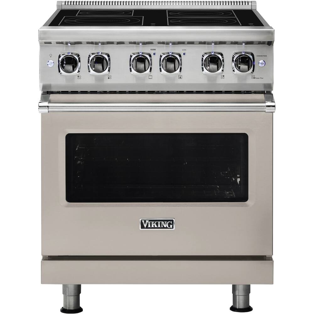 Viking - Professional 5 Series 4.7 Cu. Ft. Freestanding Electric Induction True Convection Range with Self-Cleaning - Pacific Gray - Front_Zoom