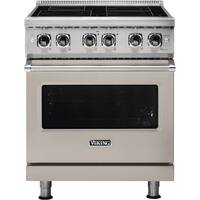 Viking - Professional 5 Series 4.7 Cu. Ft. Freestanding Electric Induction True Convection Range with Self-Cleaning - Pacific Gray - Front_Zoom