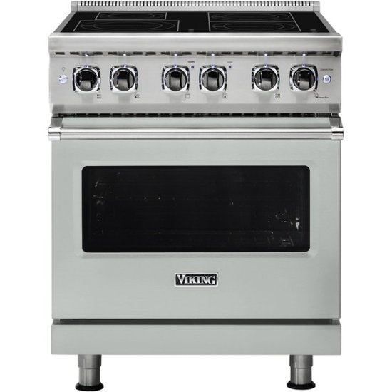 Viking – Professional 5 Series 4.7 Cu. Ft. Freestanding Electric Induction True Convection Range with Self-Cleaning – Arctic Gray
