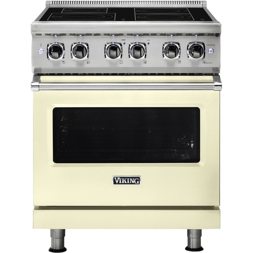 Viking - Professional 5 Series 4.7 Cu. Ft. Freestanding Electric Induction True Convection Range with Self-Cleaning - Vanilla Cream