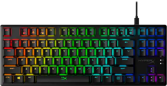 Front. HyperX - Alloy Origins Core TKL Wired Mechanical Linear Red Switch Gaming Keyboard with RGB Back Lighting - Black.