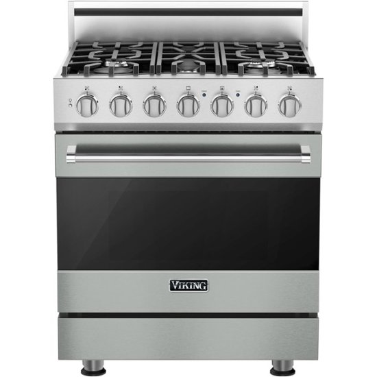 Viking – 3 Series 4.7 Cu. Ft. Freestanding Dual Fuel True Convection Range with Self-Cleaning – Arctic Gray