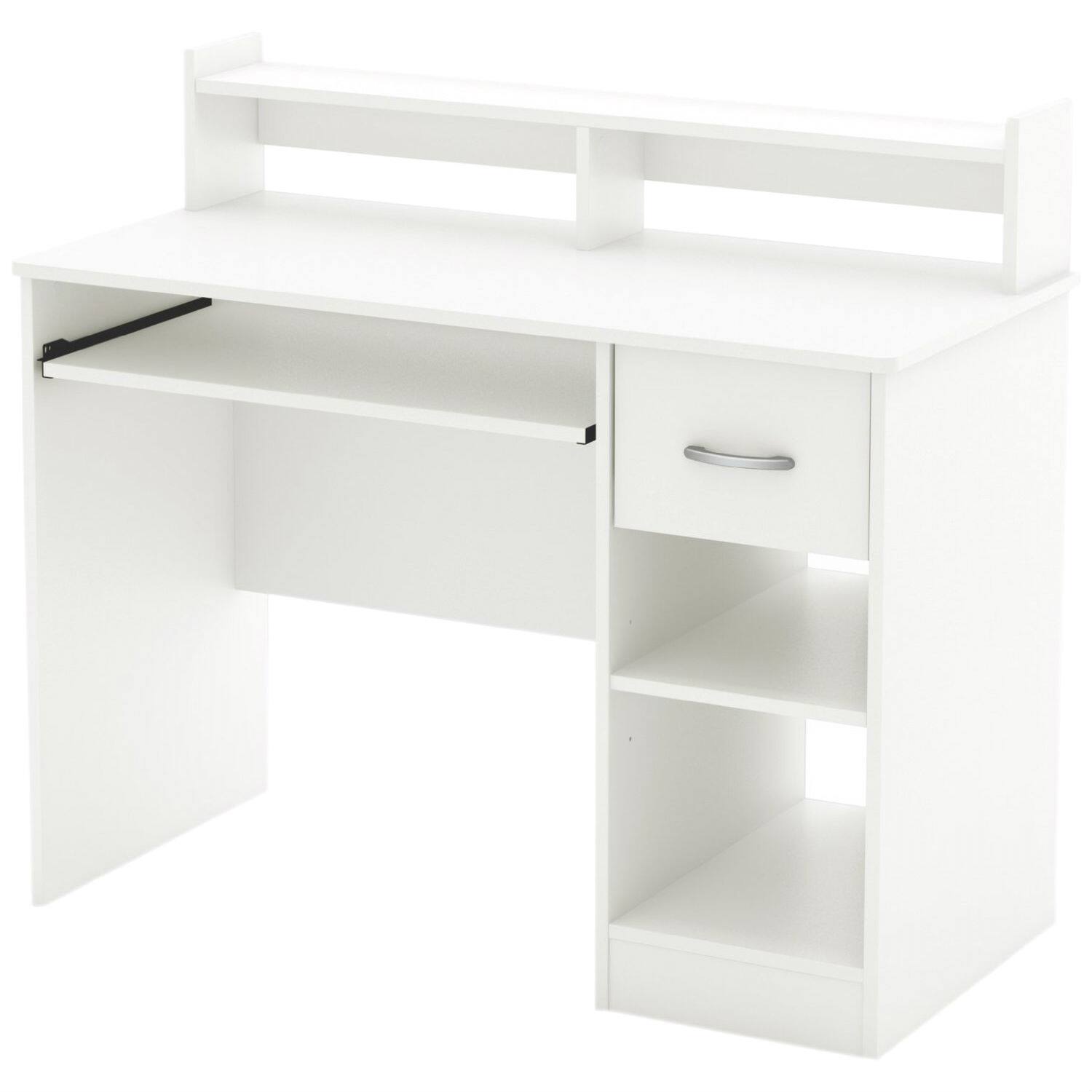 Front. Hivvago - Contemporary Home Office Computer Desk in White Wood Finish - White.