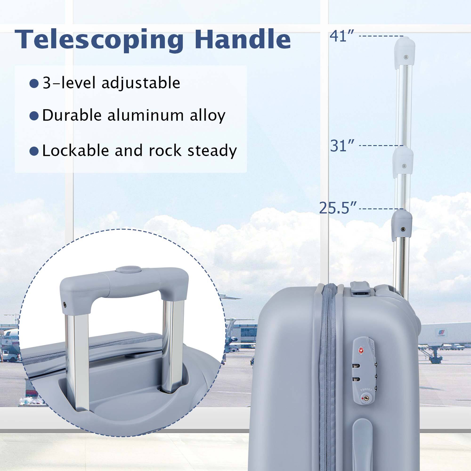 Telescoping Handle 41" 3-level adjustable Durable aluminum alloy Lockable and rock steady 31" 25.5"