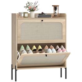 Homcom - Cabinet with 2 Flip Drawers - Oak