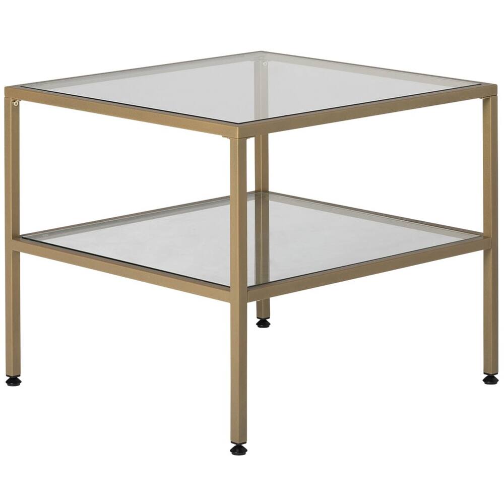 Left View: Studio Designs - Camber Square Modern Tempered Glass End Table - Clear