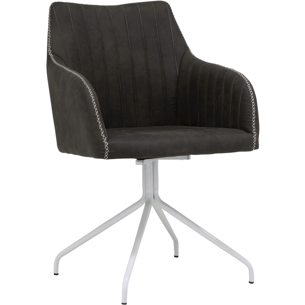 Left View: Calico Designs - Faux Suede Accent Chair - Dark Gray/White Stichting
