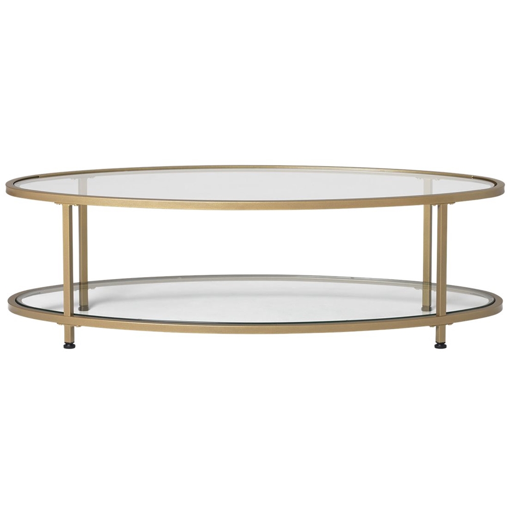 Studio Designs Camber Oval Modern Tempered Glass Coffee Table Clear 71038 Best Buy