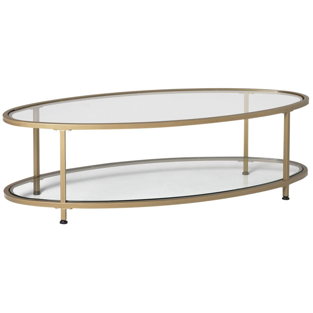 Left View: Studio Designs - Camber Oval Modern Tempered Glass Coffee Table - Clear