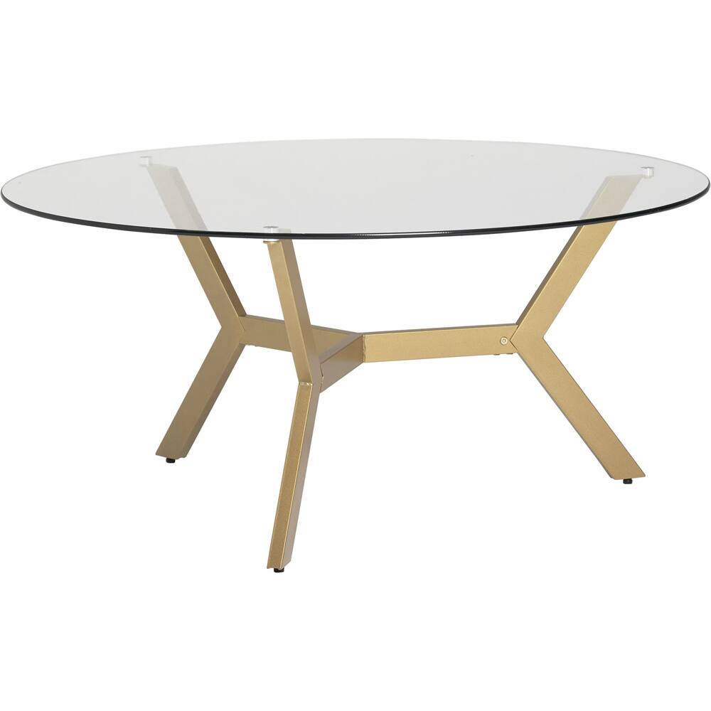 Left View: Studio Designs - ArchTech Round Mid-Century Modern Tempered Glass Coffee Table - Clear