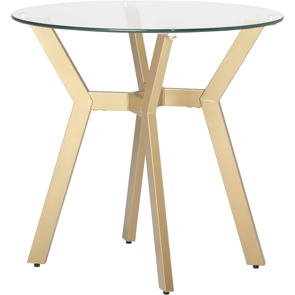 Left View: Studio Designs - ArchTech Round Mid-Century Modern Tempered Glass End Table - Clear