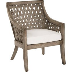 OSP Designs - Plantation Tuscan Wood and Fabric Lounge Chair with Cushion - Gray - Angle_Zoom