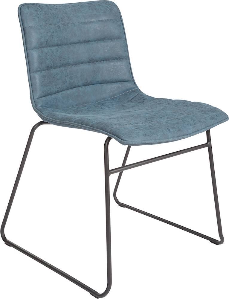 Angle View: AveSix - Halo Metal and Faux Leather Stacking Chair (Set of 2) - Navi