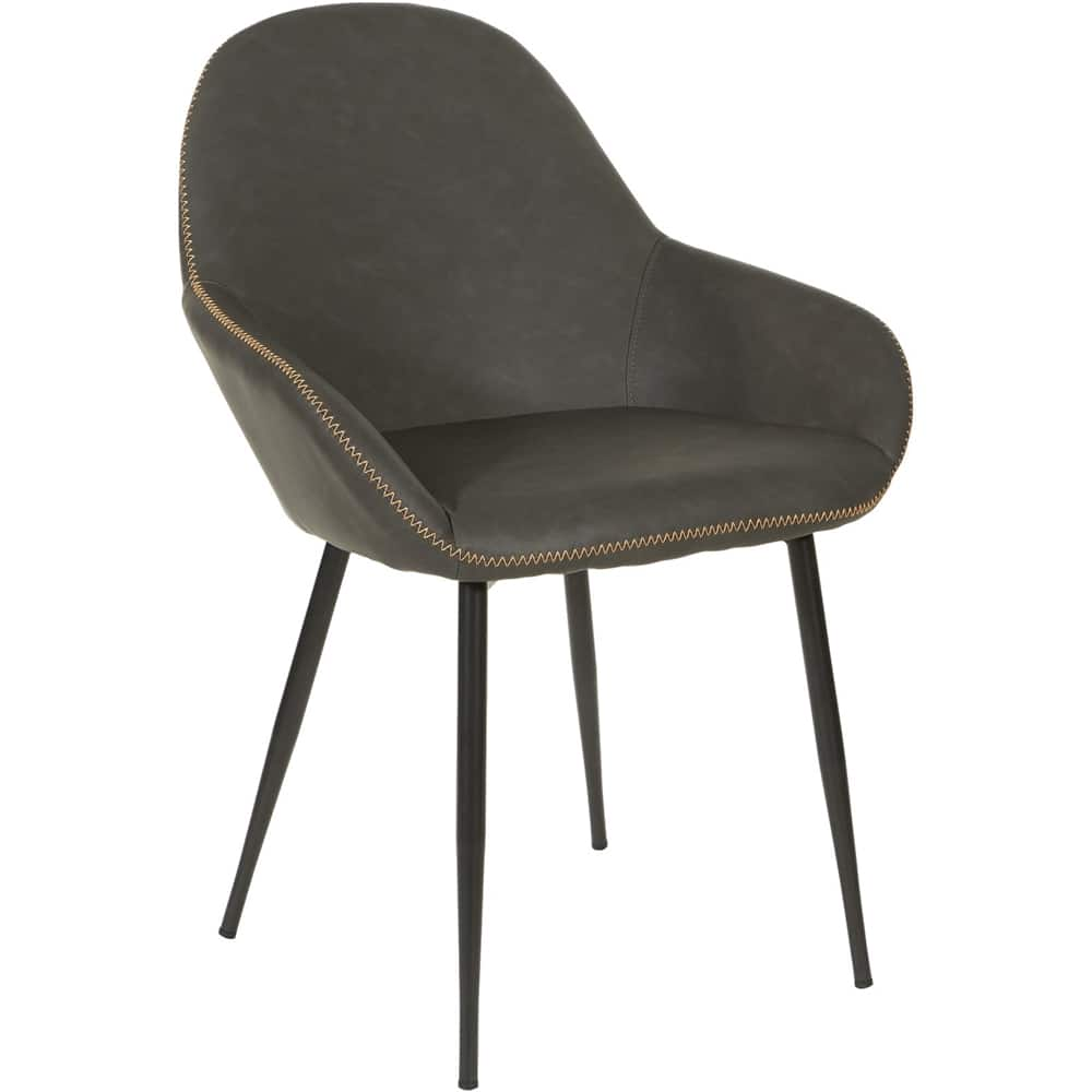 Left View: Office Star Products - Mid-Century Powder-Coated Metal Chair - Smoke