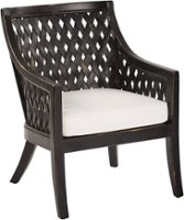 OSP Designs - Plantation Tuscan Wood and Fabric Lounge Chair with Cushion - Antique Black - Angle_Zoom