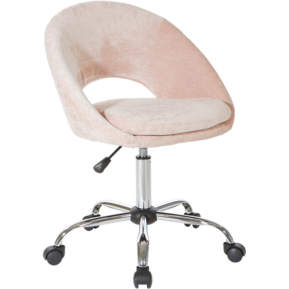 Left View: AveSix - Milo 5-Pointed Star Velvet Office Chair - Blush