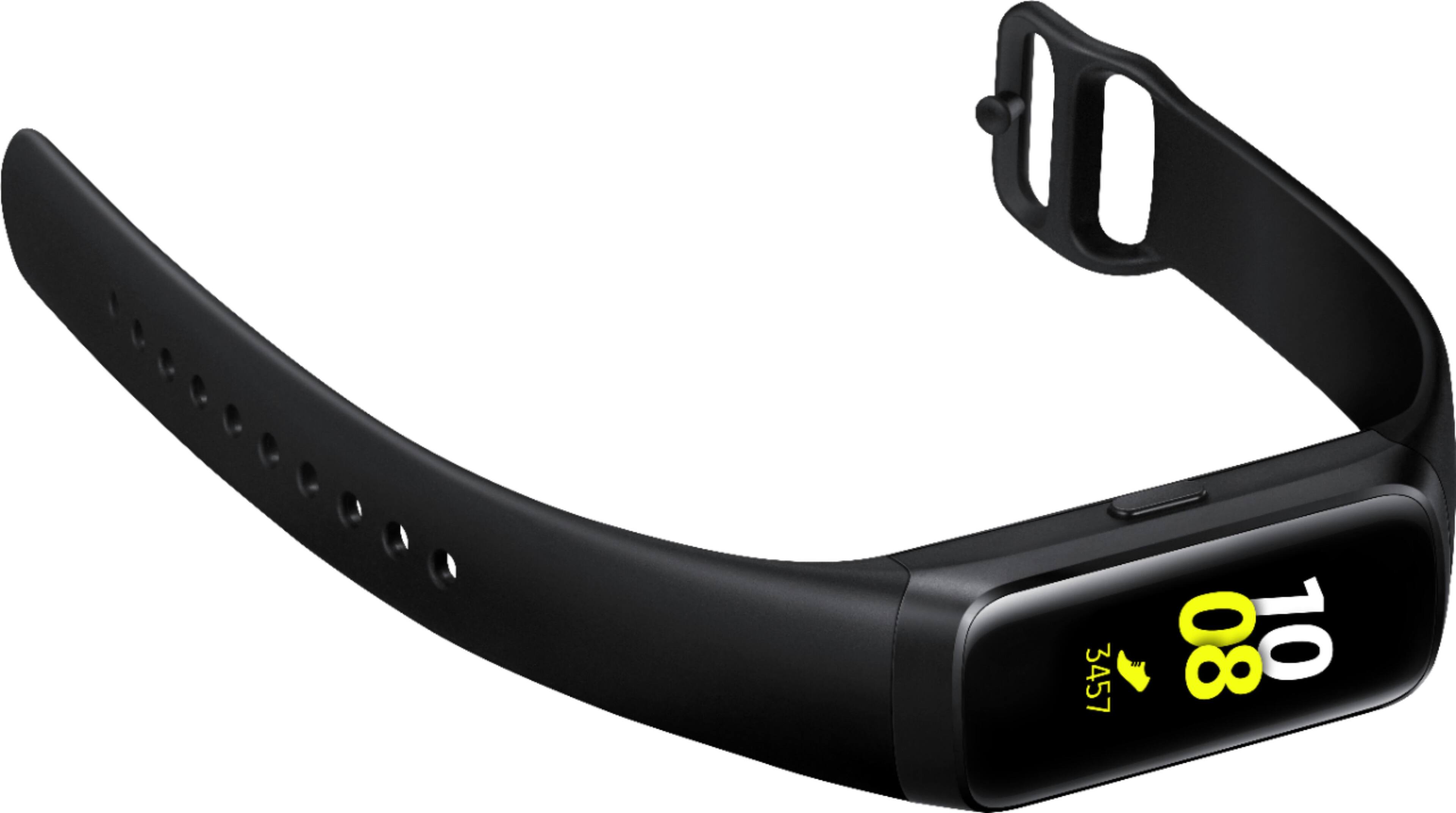 Angle. Samsung - Geek Squad Certified Refurbished Galaxy Fit Activity Tracker + Heart Rate - Black.