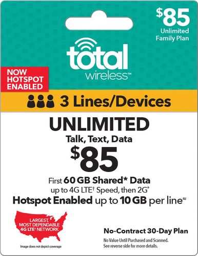 Total Wireless - $85 Unlimited Family 30-Day Plan Card