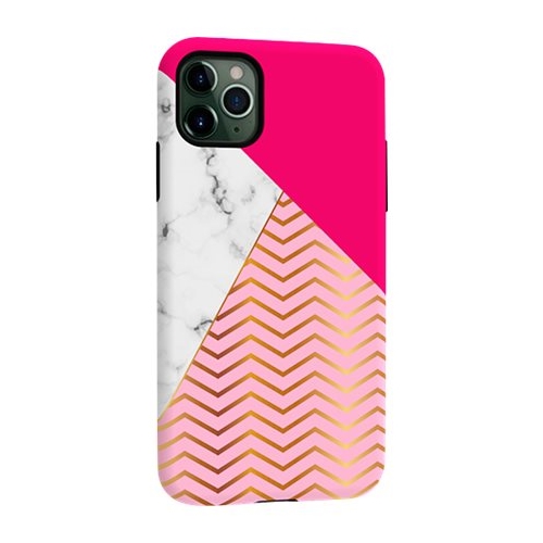 Angle View: ArtsCase - StrongFit Designers Tough S Curved Lines In Marble And Magenta Case for Apple® iPhone® 11 Pro Max - Purple/Pink/Gray/Gold