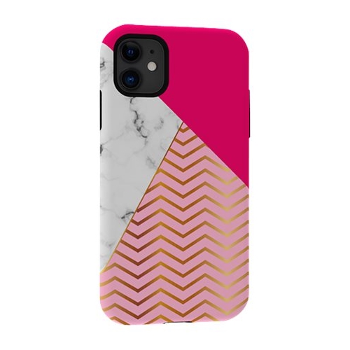 Angle View: ArtsCase - StrongFit Designers Tough S Curved Lines In Marble And Magenta Case for Apple® iPhone® 11 - Purple/Pink/Gray/Gold
