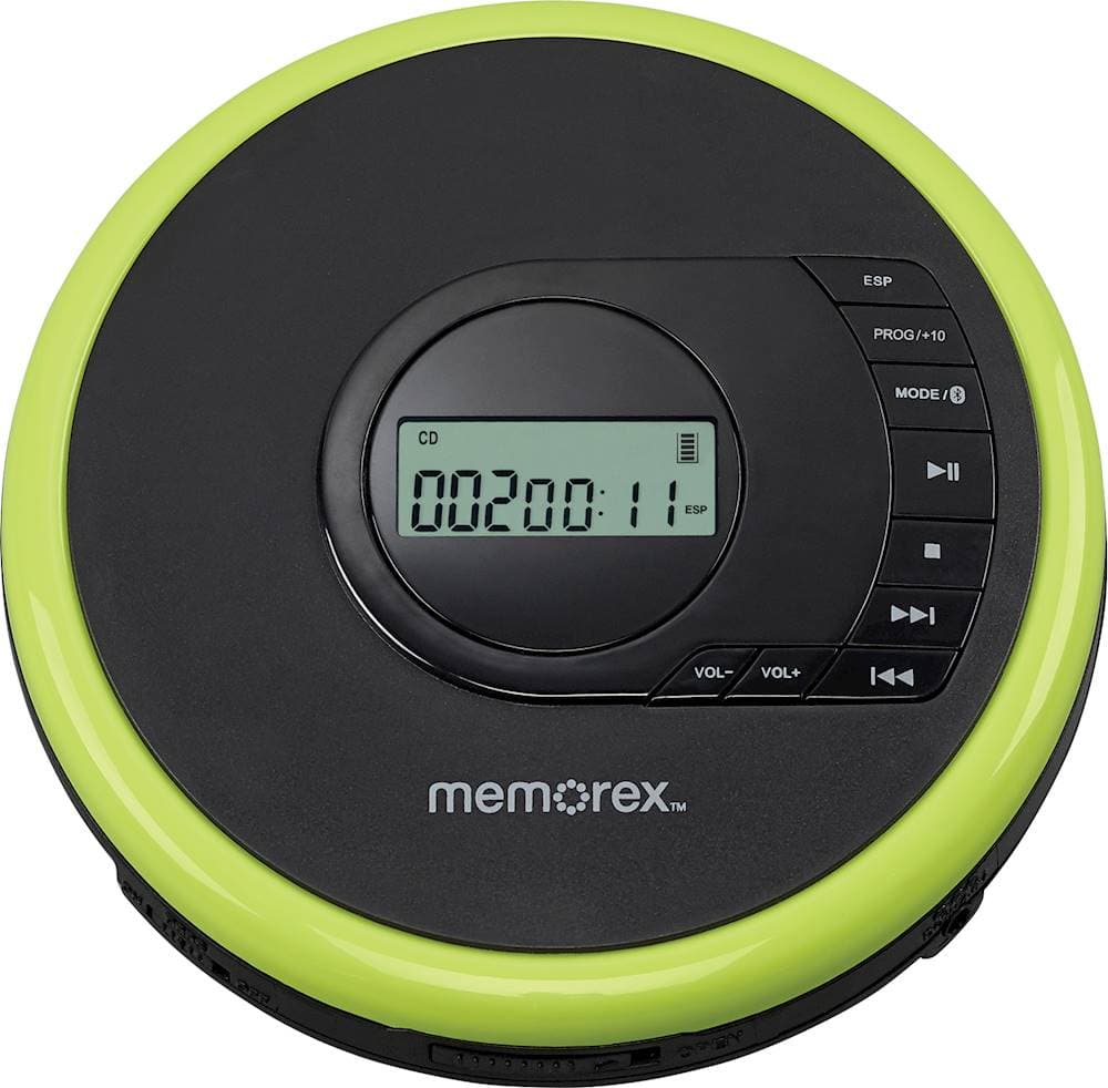 Alt View 11. Memorex - Portable CD Player with Bluetooth - Black With Bright Green Trim.