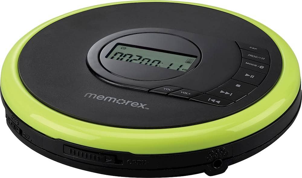 Alt View 12. Memorex - Portable CD Player with Bluetooth - Black With Bright Green Trim.