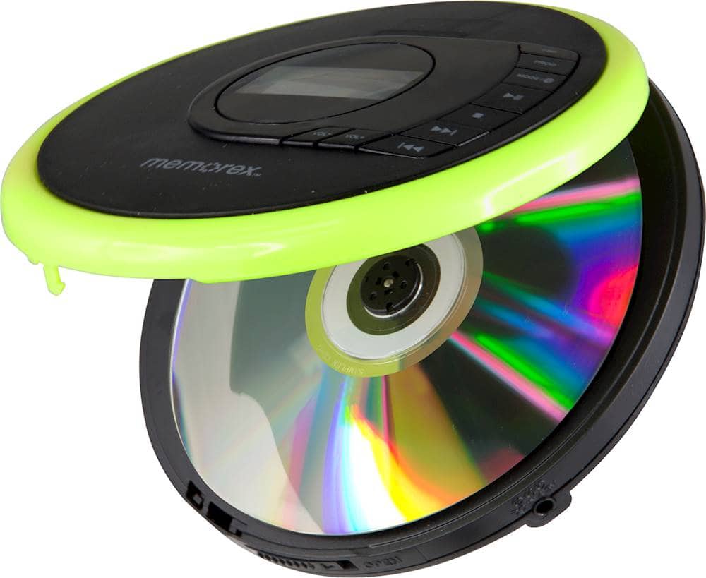 Alt View 13. Memorex - Portable CD Player with Bluetooth - Black With Bright Green Trim.