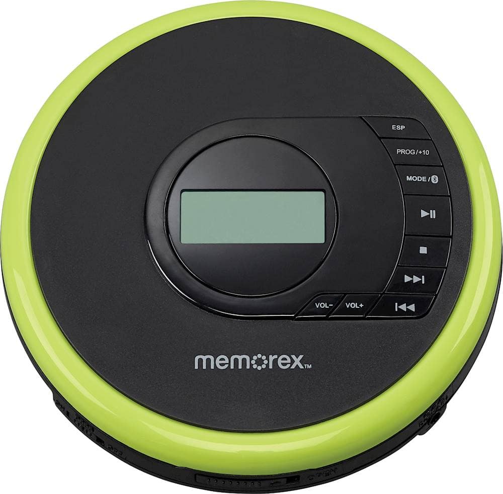 Alt View 1. Memorex - Portable CD Player with Bluetooth - Black With Bright Green Trim.