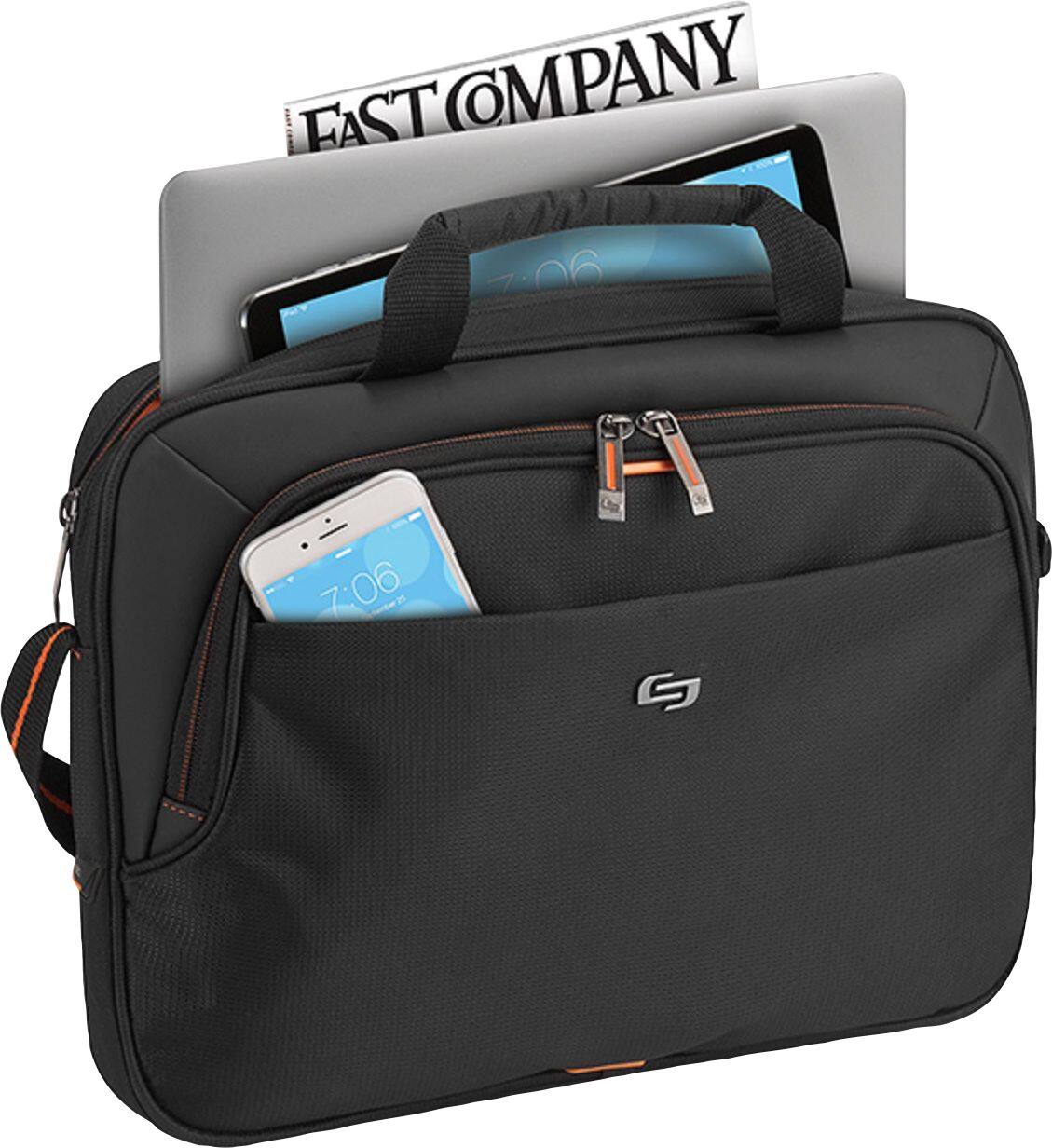 Alt View 14. Solo New York - Ace Slim Briefcase for 13.3" Laptop - Black With Orange Accents.