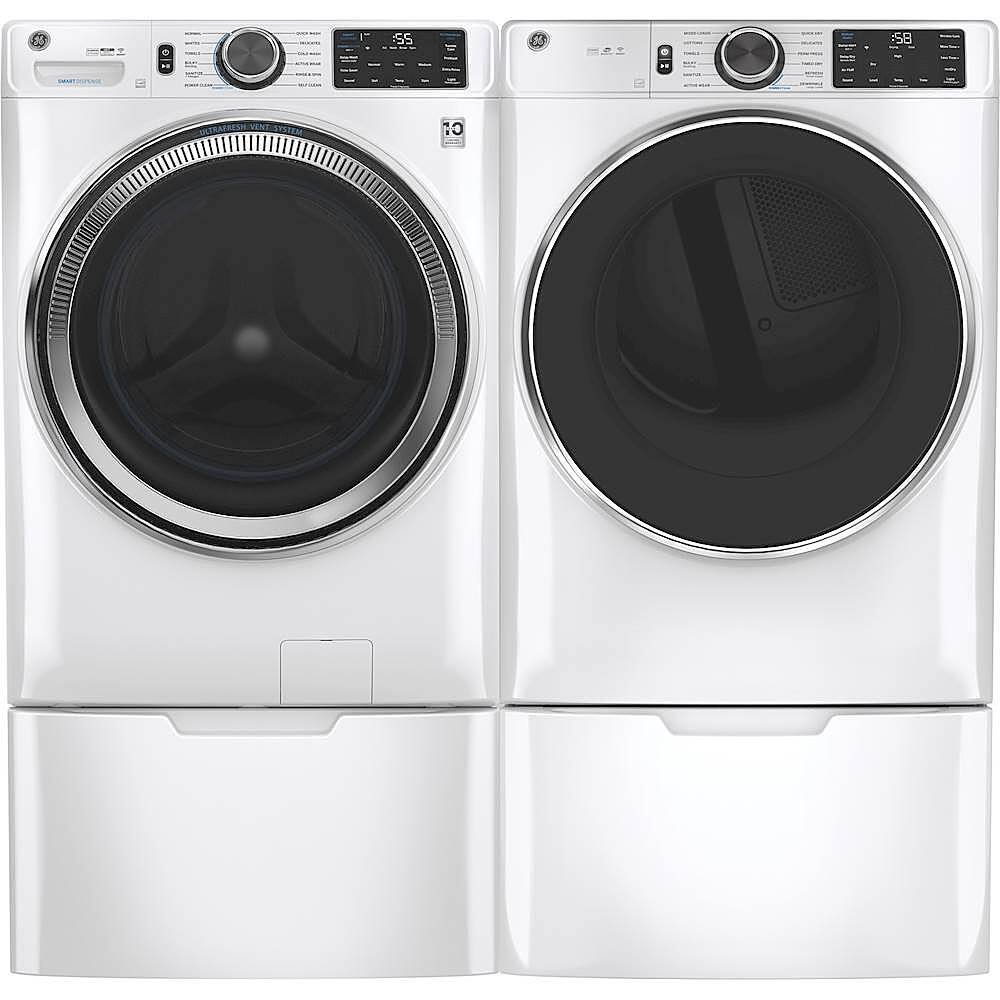 Ge 7.8 Cu. Ft. 12-cycle Electric Dryer With Steam White On White 