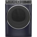 GE - 7.8 Cu. Ft. 12-Cycle Electric Dryer with Steam - Sapphire Blue - Front_Standard