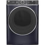 GE - 7.8 Cu. Ft. 12-Cycle Electric Dryer with Steam - Sapphire Blue