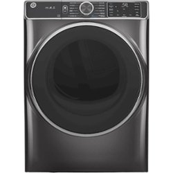 GE - 7.8 Cu. Ft. 12-Cycle Electric Dryer with Steam - Diamond Gray - Front_Zoom