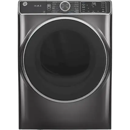 Front. GE - 7.8 Cu. Ft. 12-Cycle Electric Dryer with Steam - Diamond Gray.