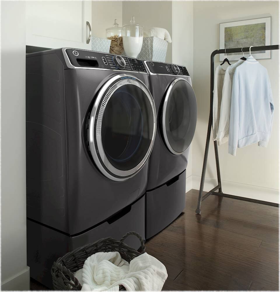 Alt View 18. GE - Washer/Dryer Laundry Pedestal with Storage Drawer - Diamond Gray.