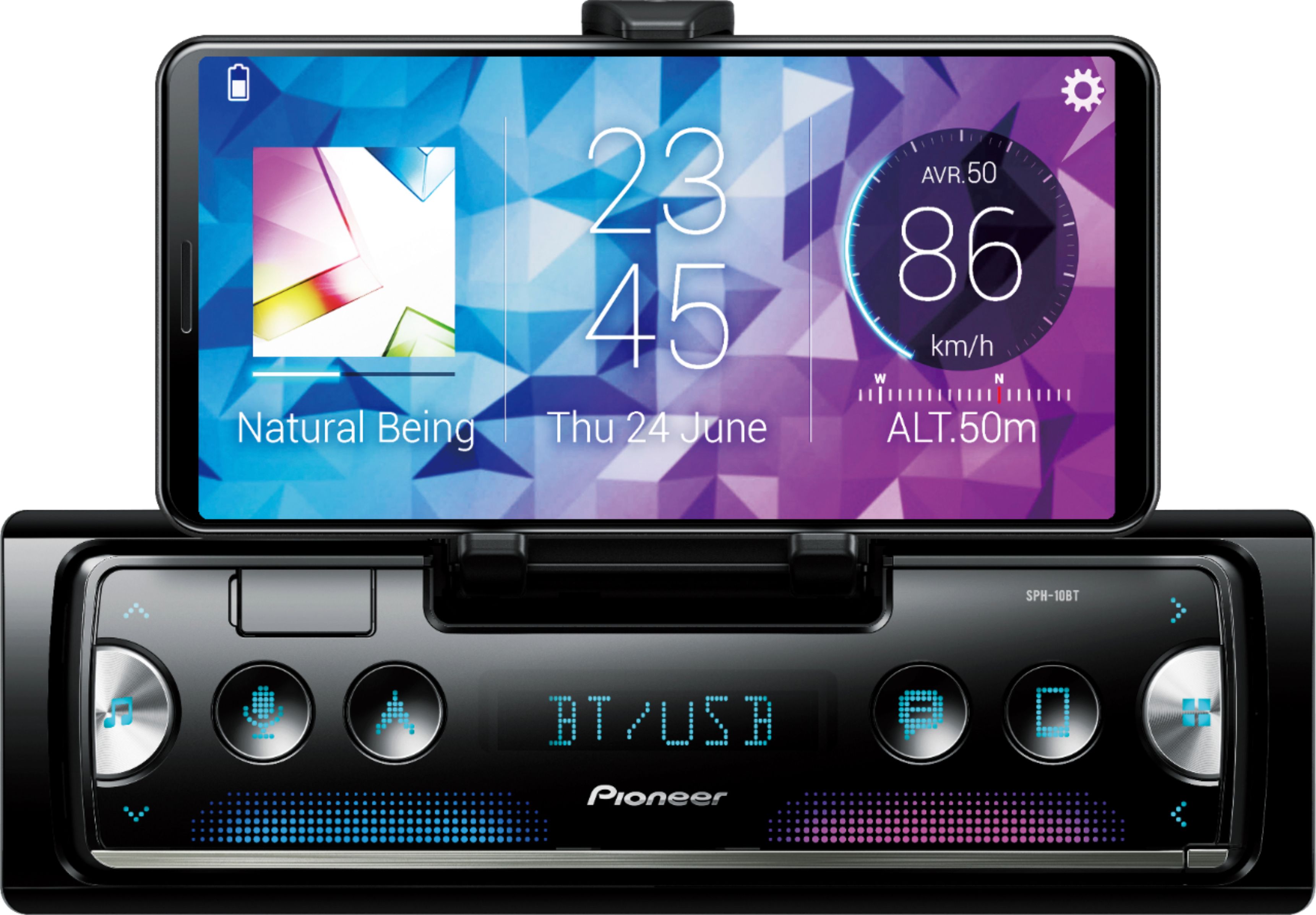 Pioneer In-dash Bluetooth® Audio Digital Media (ADM) Receiver with Built-In  Cradle for Smartphone Black SPH-10BT - Best Buy