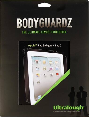 Front Standard. BodyGuardz - UltraTough Skin for Apple® iPad® 2 and iPad (3rd Generation) - Clear.