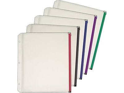 Front. Cardinal - Zipper Polypropylene/PP Binder Pockets, 5/Pack - Assorted.