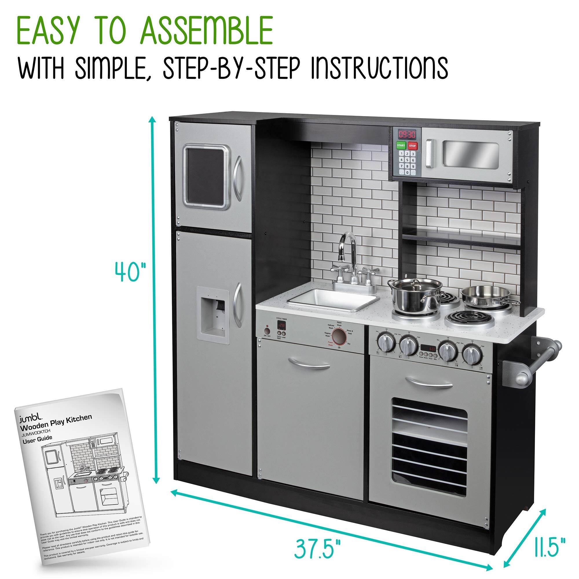 EASY TO ASSEMBLE WITH SIMPLE, STEP-BY-STEP INSTRUCTIONS

09:30 - 1 00 3 a - - - - - .

40"

0 0009 Jomi Play Kitchen Wooden HOTHMMU User Guuide

37.5"

11.5"