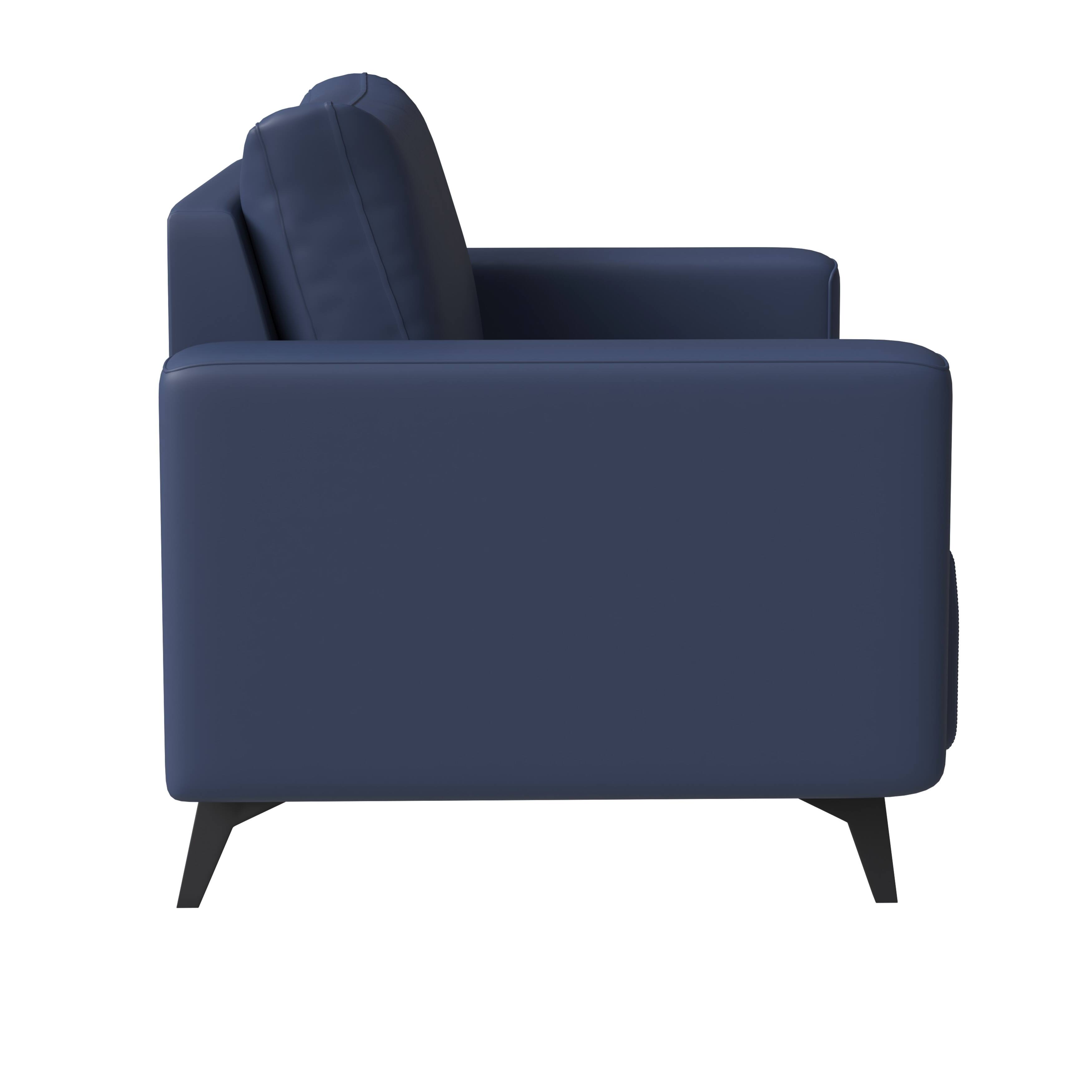 Alt View 3. LeisureMod - Inno Modern Leather Accent Chair, Solid Wood Frame Armchair - Scratch Resistant - Dark Blue.
