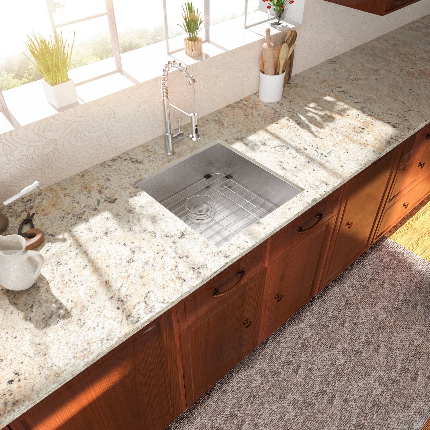 Back. Lordear - 15x20 Inch Undermount bar Sink 16 Gauge T304 Stainless Steel Single Bowl kitchen RV sink - Stainless steel.