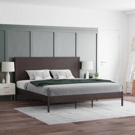 Emma + Oliver - Ashton Classic Wooden Platform Bed with Headboard - Dark Brown