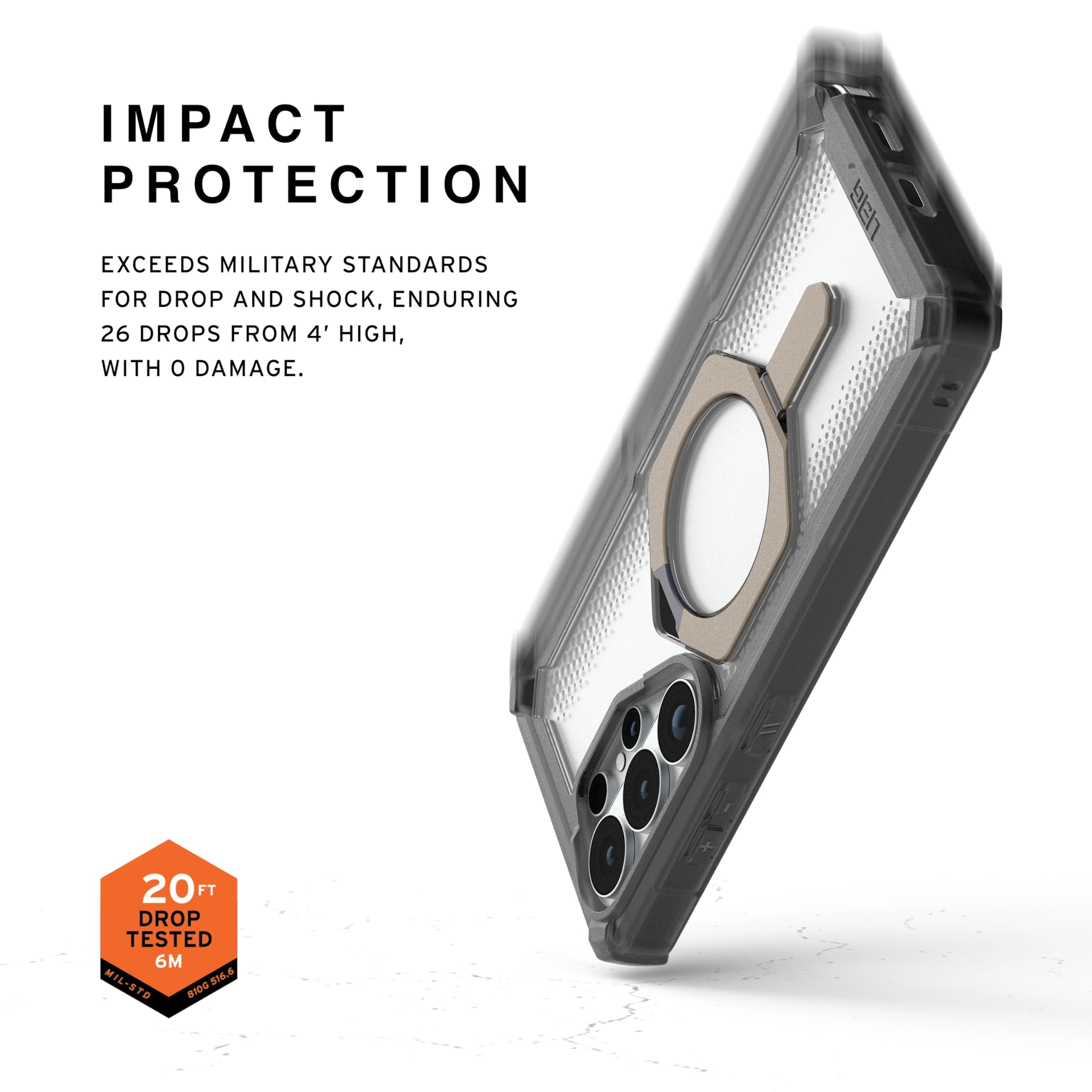 IMPACT PROTECTION

EXCEEDS MILITARY STANDARDS FOR DROP AND SHOCK, ENDURING 26 DROPS FROM 4' HIGH, WITH 0 DAMAGE.

20 FT DROP TESTED
6M
MIL-STD 810G