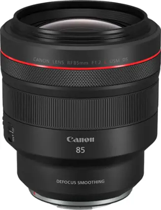 Front. Canon - RF85mm F1.2 L USM DS Mid-Telephoto Prime Lens for EOS R-Series Cameras - Black.