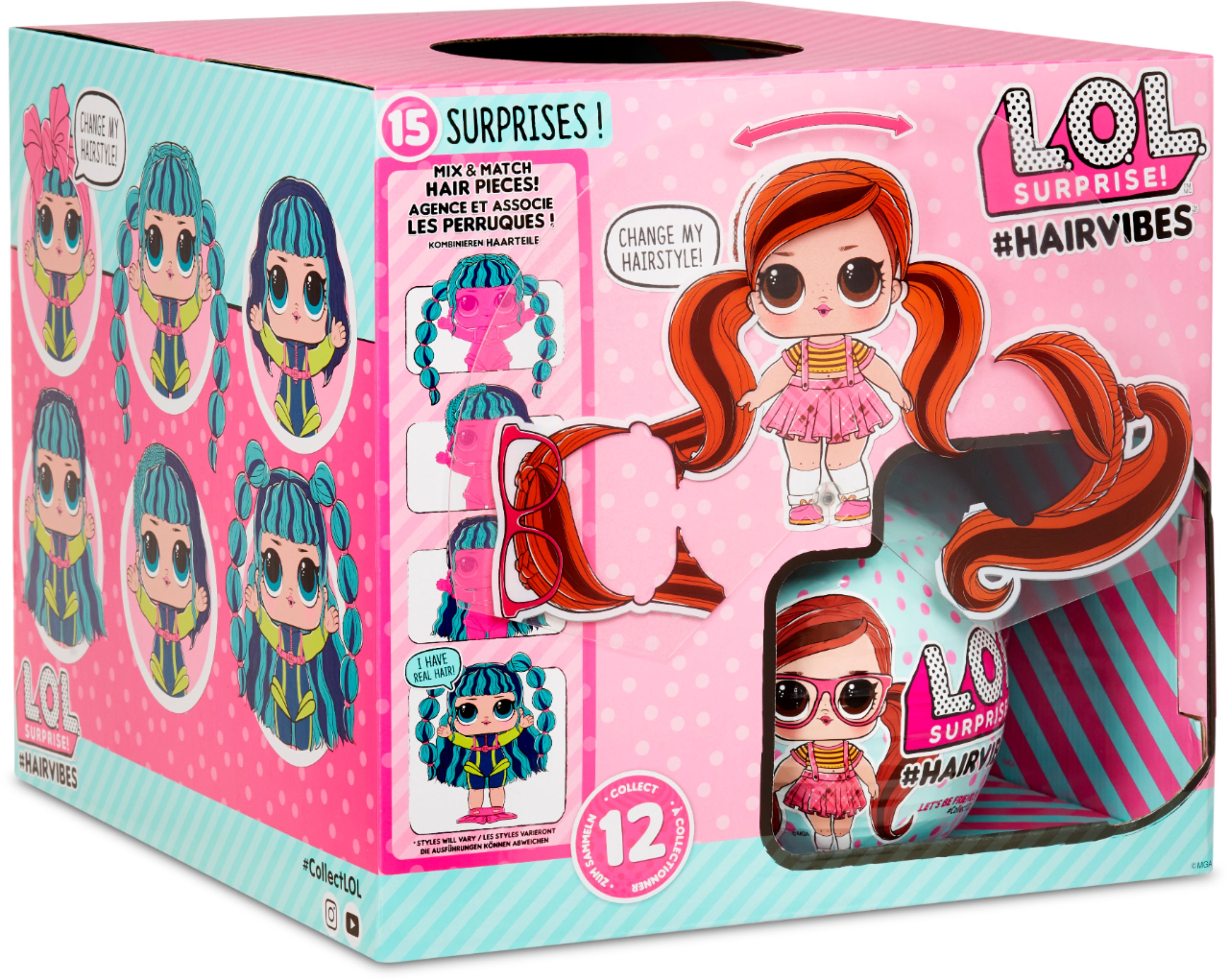 #Hairvibes Dolls with 15 Surprises & Mix & Match Hairpieces Surprise L.O.L
