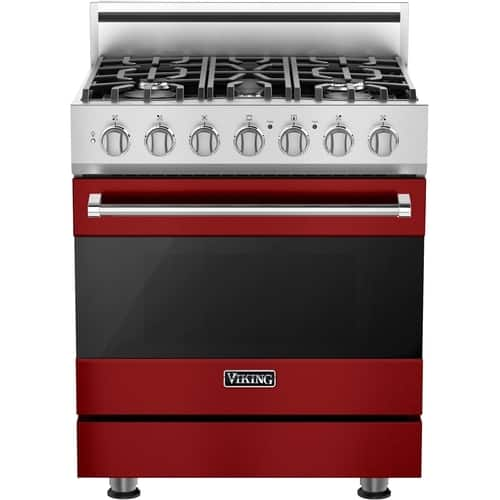 Viking - 3 Series 4.7 Cu. Ft. Freestanding Dual Fuel True Convection Range with Self-Cleaning - Reduction Red