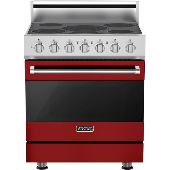 Viking – 3 Series 4.7 Cu. Ft. Freestanding Electric True Convection Range with Self-Cleaning – San Marzano Red