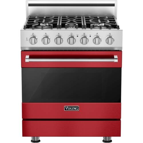 Viking - 3 Series 4.7 Cu. Ft. Freestanding Dual Fuel True Convection Range with Self-Cleaning - San Marzano Red