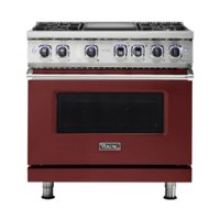 Viking - Professional 7 Series 5.6 Cu. Ft. Freestanding Dual Fuel LP Gas True Convection Range with Self-Cleaning - Reduction red - Front_Zoom